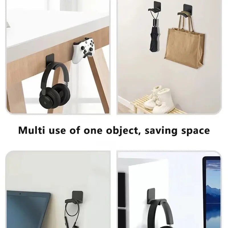 Universal Wall & Desk Mounted Headphone and Controller Holder